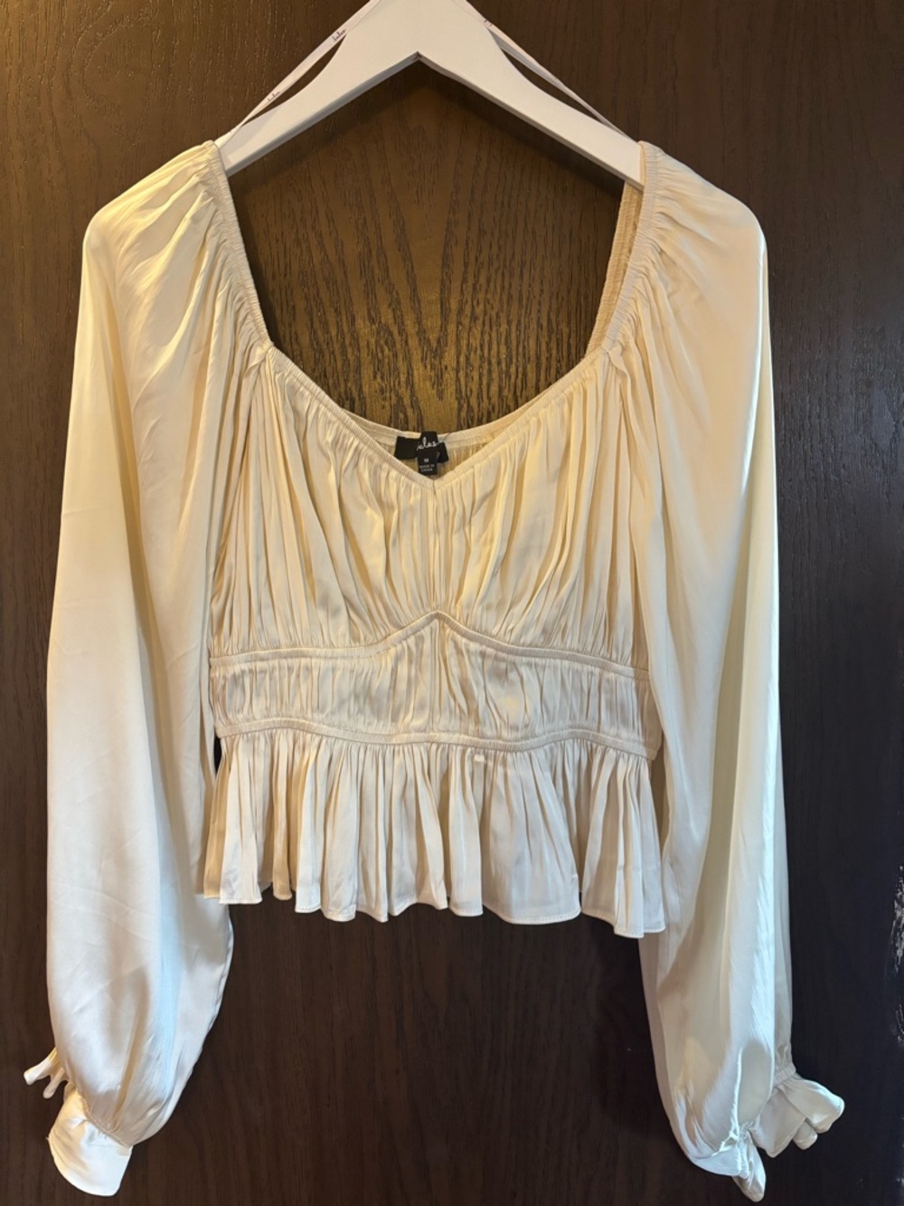 Cream Long-Sleeve Boho Blouse